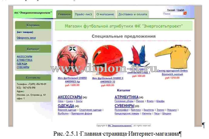  Разработка Интернет-магазина спортивных товаров и футбольной атрибутики 