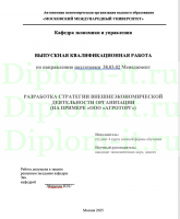 РАЗРАБОТКА СТРАТЕГИИ ВНЕШНЕЭКОНОМИЧЕСКОЙ ДЕЯТЕЛЬНОСТИ ОРГАНИЗАЦИИ  (НА ПРИМЕРЕ «ООО «АГРОТОРГ»)  