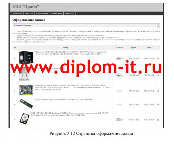  Разработка веб-представительства торговой компании (компьютеры и комплектующие)с возможностью онлайн формирования комплектации 