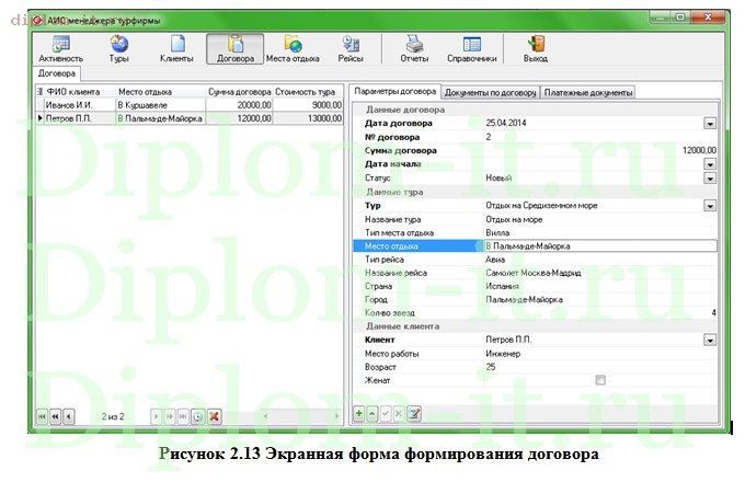 Проектирование АРМ менеджера туристического агентства