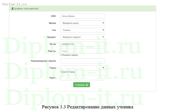 Разработка электронного дневника школьника 