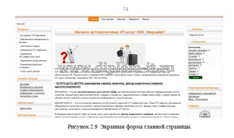  Разработка интернет- магазина аутсорсинговых услуг в сфере информационных технологий 