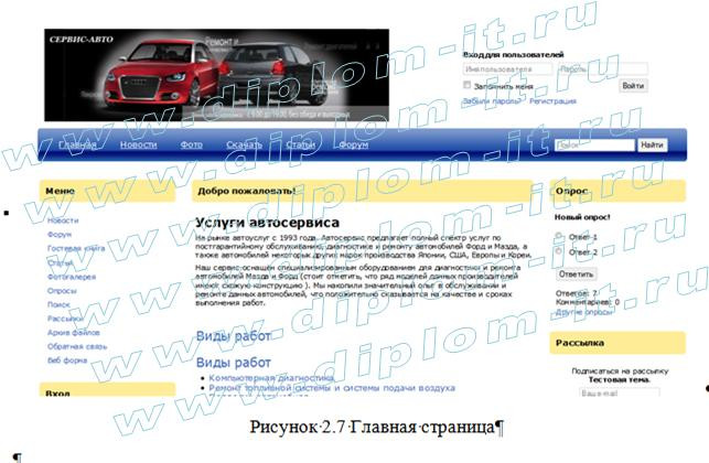  Разработка Web-представительства автосервиса 