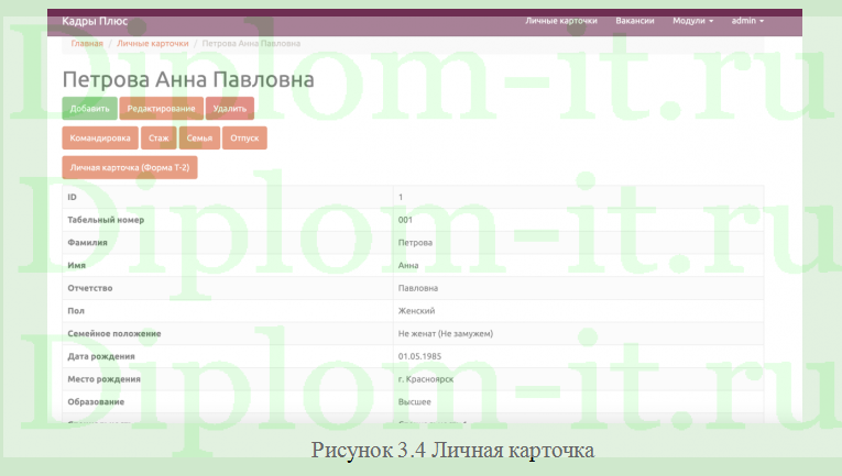  Информационная система автоматизации управления учетом сотрудников коммерческой организации, ВКР по информатике 