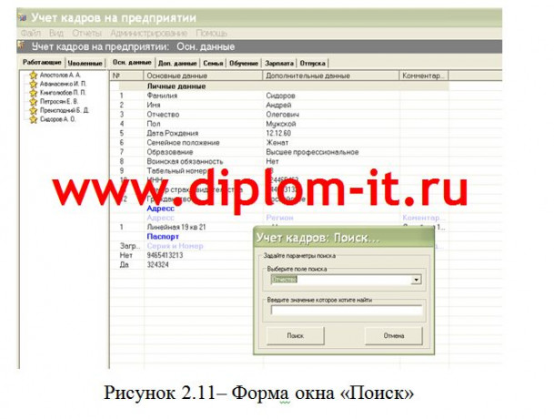 Разработка информационной подсистемы специалиста по кадровым операциям
