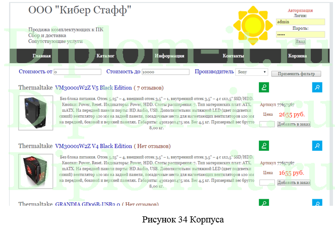 Разработка интернет-магазина компьютерных комплектующих для компании, ВКР по информатике
