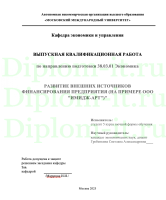 РАЗВИТИЕ ВНЕШНИХ ИСТОЧНИКОВ ФИНАНСИРОВАНИЯ ПРЕДПРИЯТИЯ (НА ПРИМЕРЕ ООО "ИМИДЖ-АРТ")"