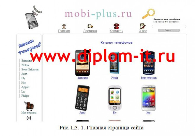  Разработка интернет-магазина сотовых телефонов (без CMS)  