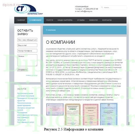  Реализация сайта компании на примере центра экспертизы услуг 
