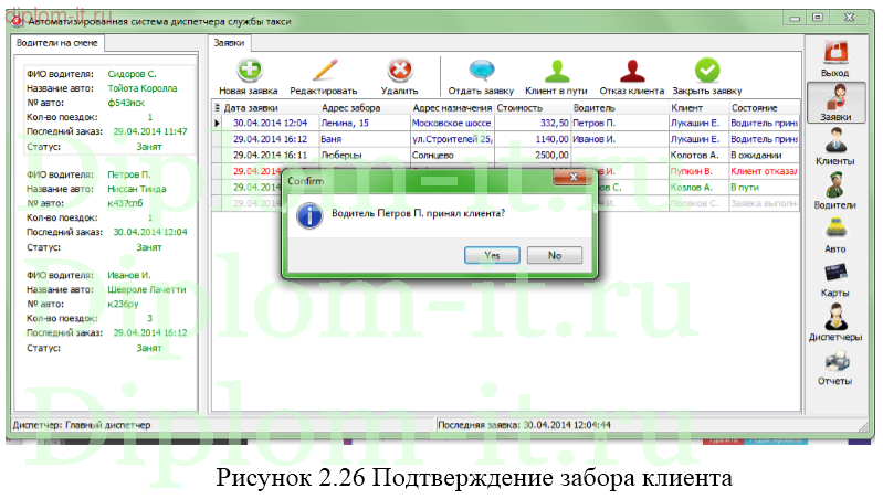 Разработка автоматизированной системы учета заказов в службе такси