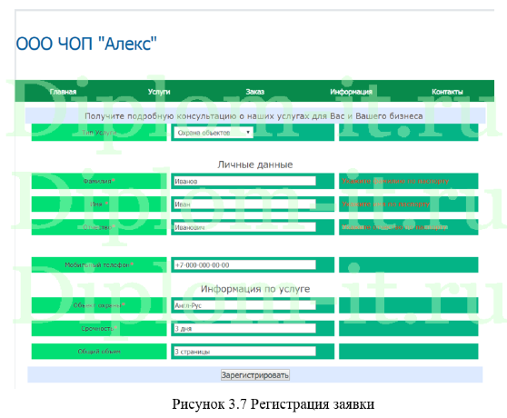 Проектирование и реализация информационного сайта с возможностью заказа услуг для частного охранного предприятия