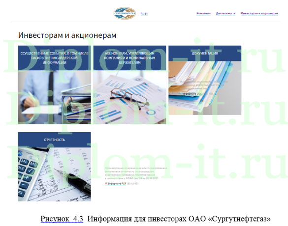 Разработка информационного сайта для ОАО «Сургутнефтегаз», дипломная работа по прикладной информатике